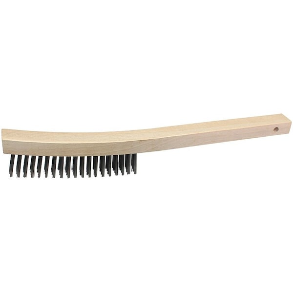 Scratch Brush, 14 in X 1-1/8 in Wood Block, Steel Fill, 12PK